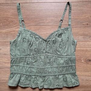Hollister Floral Sage Baby Doll Crop Top